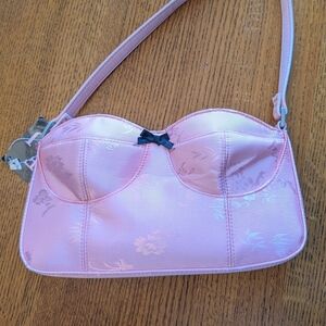 NWT Frankie & Johnnie Pink Floral Corset Bustier Bag - Y2K Vintage